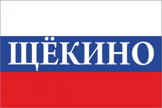Флаг России с названием города Щёкино