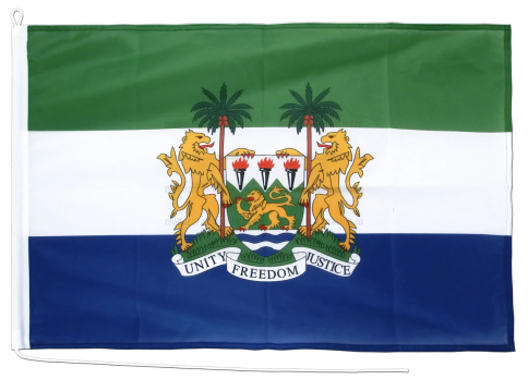 Флаг Сьерра-Леоне с гербом гостевой 50x75 см