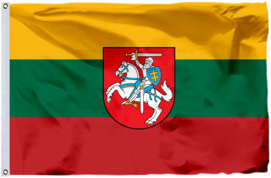 Флаг Литвы с гербом 90x135 см с люверсами